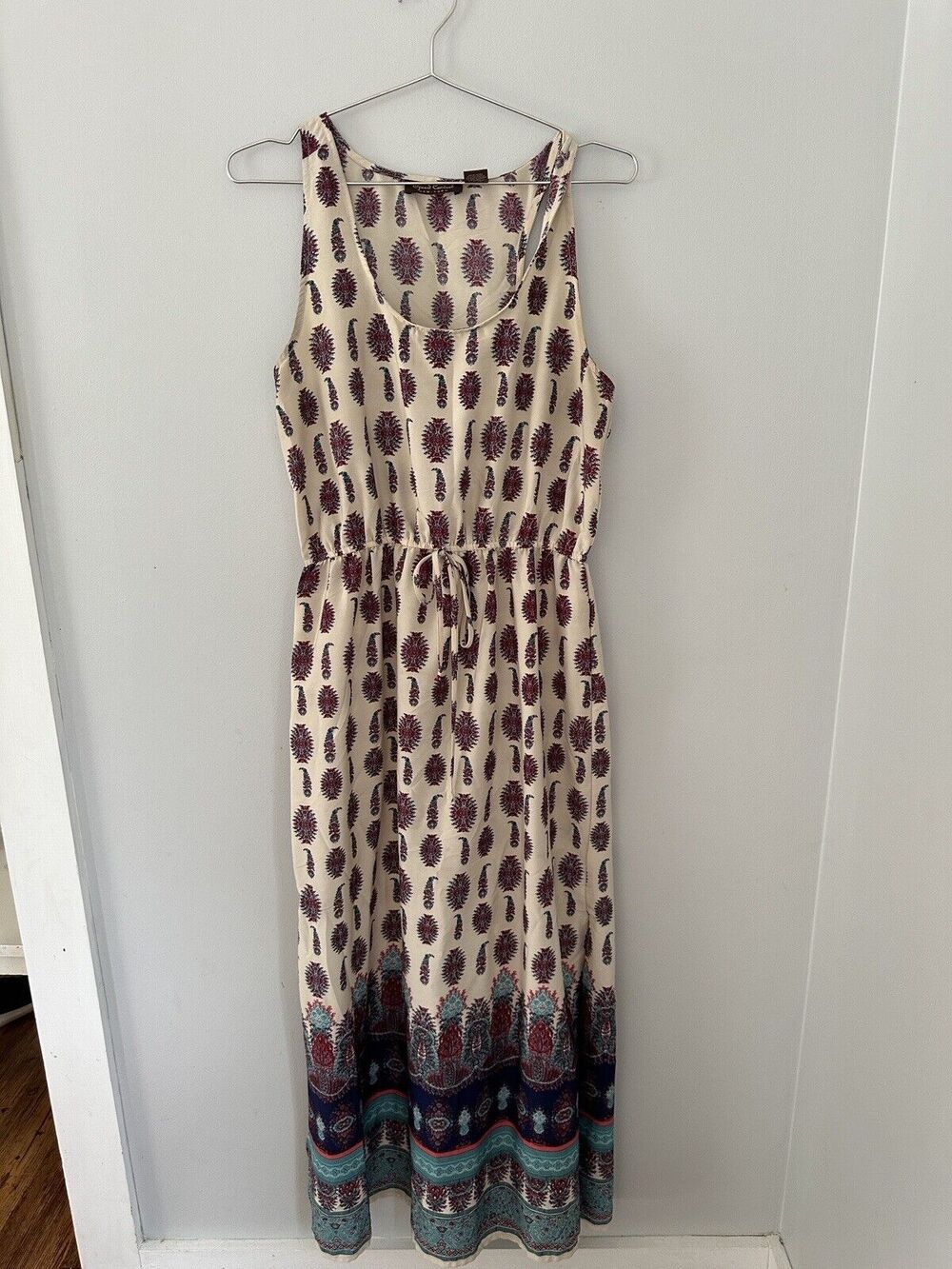 Boho Maxi Dress Paisley Flowy Hippie Beach by Speed Control New York Sz M